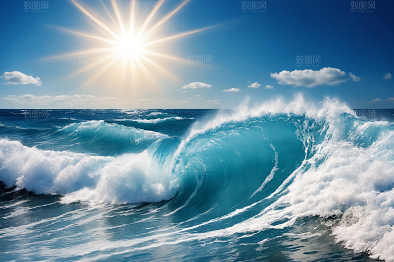 海浪清透高清摄影图