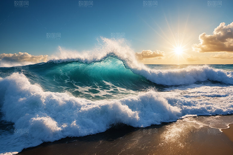 海浪波浪海水摄影图