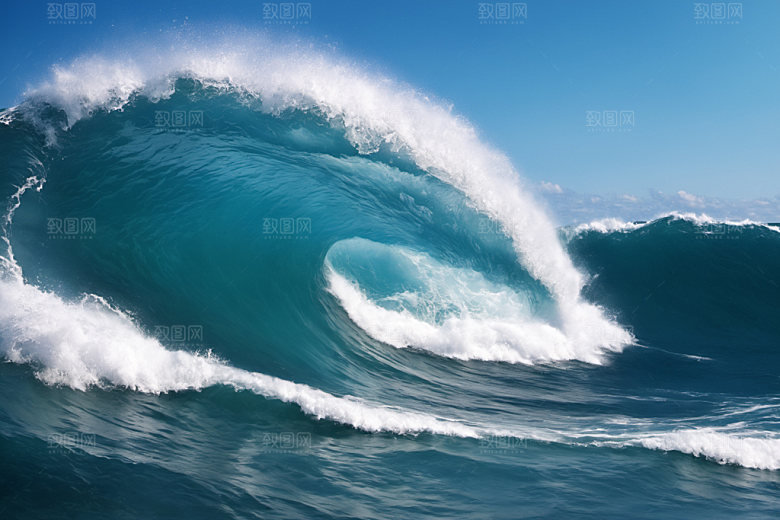 海浪浪花自然摄影图