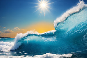 海浪海水蓝色摄影图