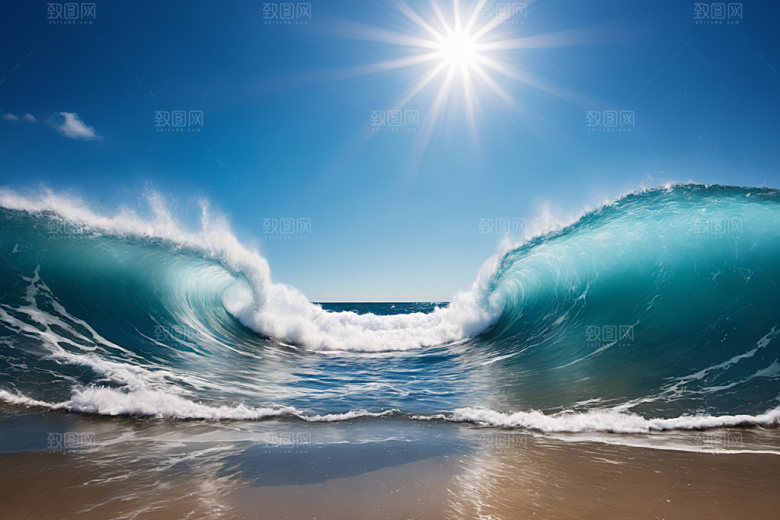 海浪波浪浪花摄影图