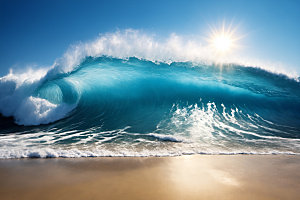 海浪波浪蓝色摄影图