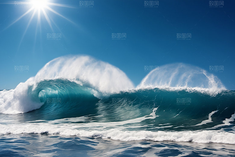 海浪蓝色海水摄影图
