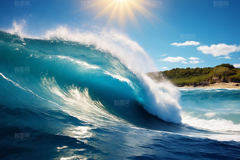 海浪浪花高清摄影图