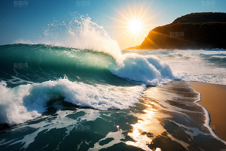 海浪浪花清透摄影图