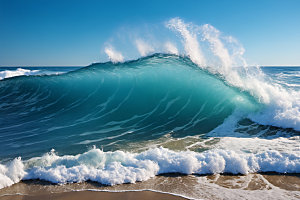 海浪蓝色清透摄影图