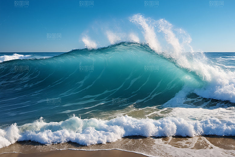 海浪蓝色清透摄影图