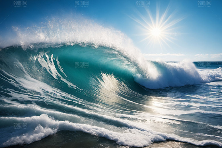 海浪清透高清摄影图