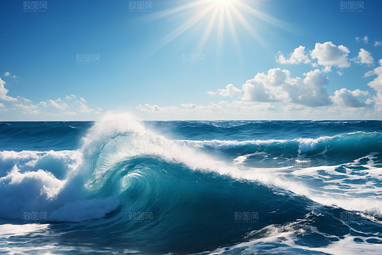 海浪波浪自然摄影图