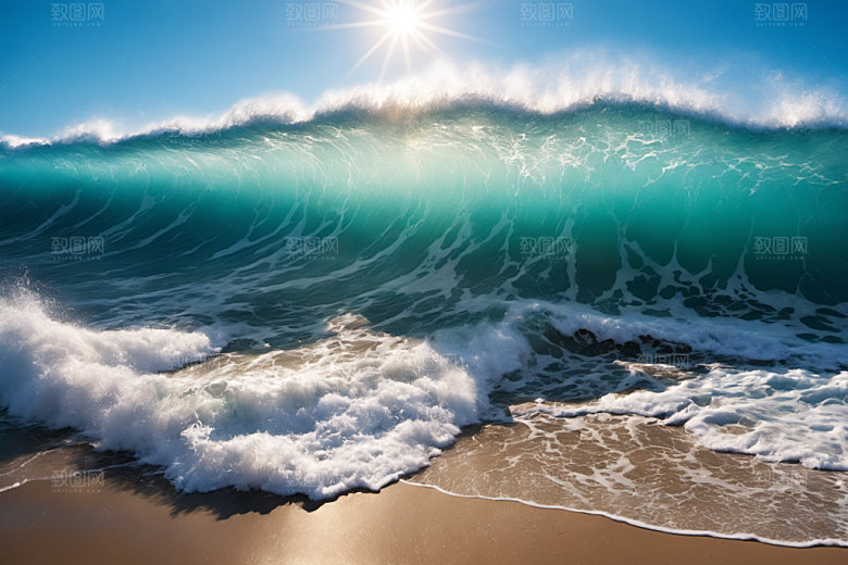 海浪清透海水摄影图