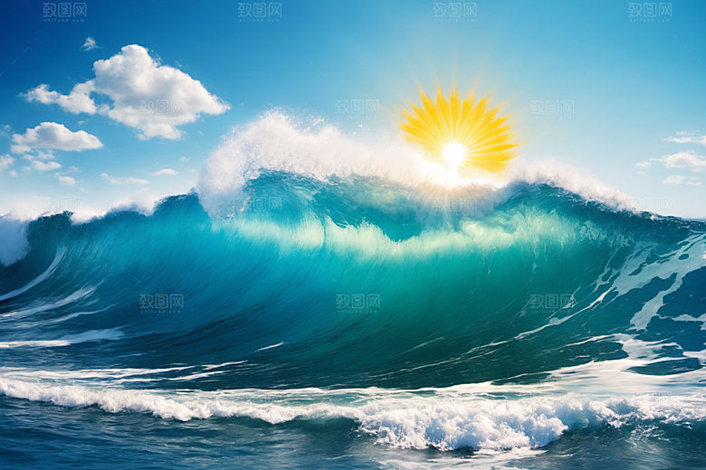 海浪清透大海摄影图