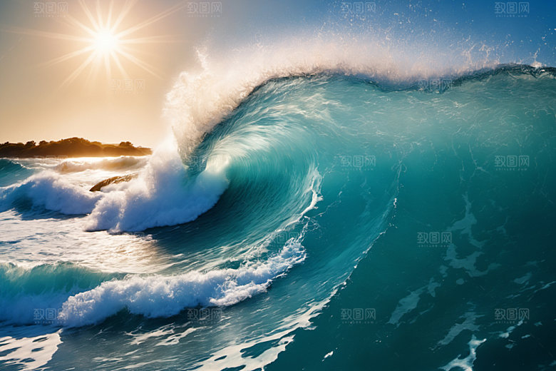 海浪波浪浪花摄影图