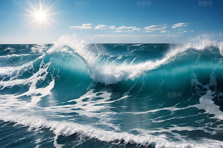 海浪自然浪花摄影图