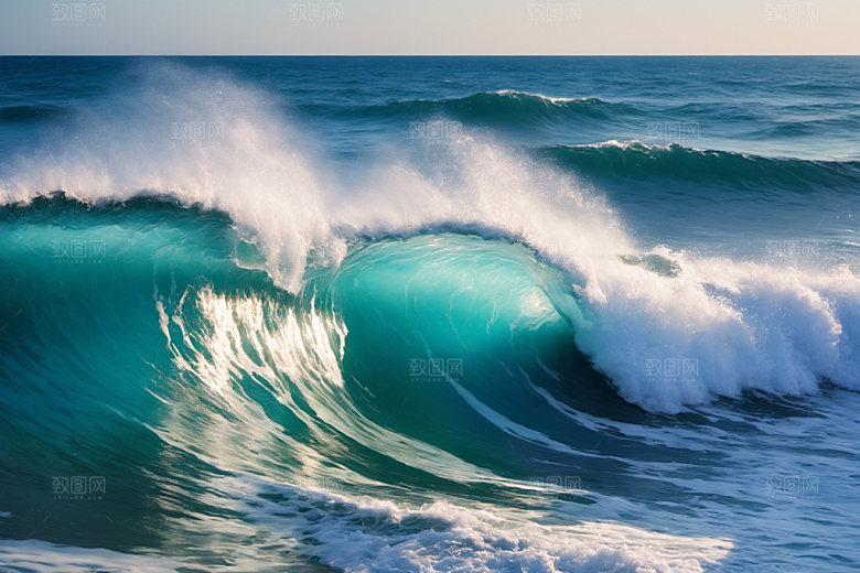 海浪自然浪花摄影图