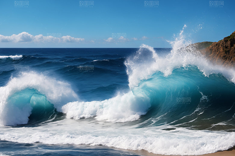 海浪海水浪花摄影图