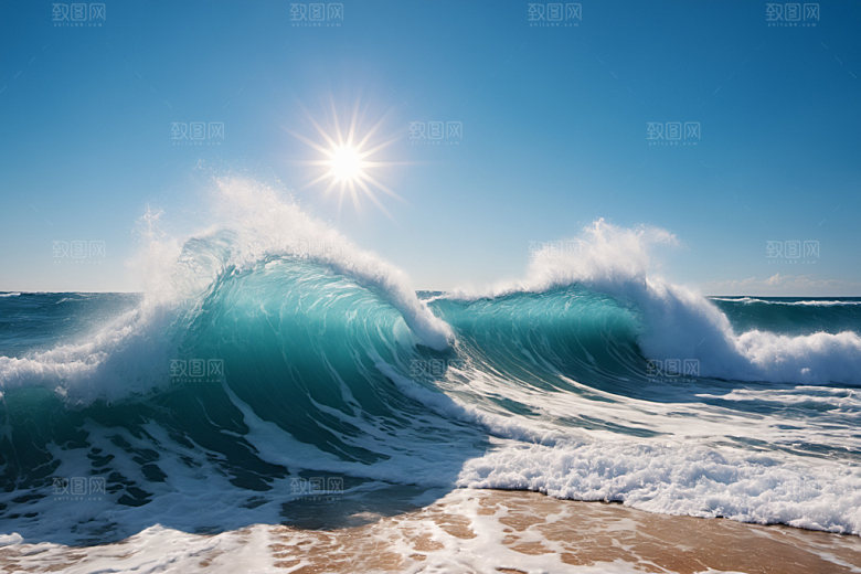 海浪清透大海摄影图