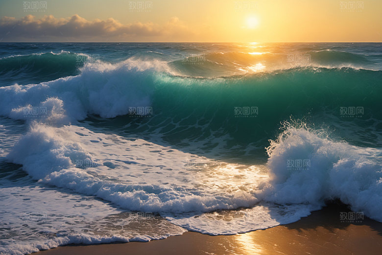 海浪蓝色浪花摄影图