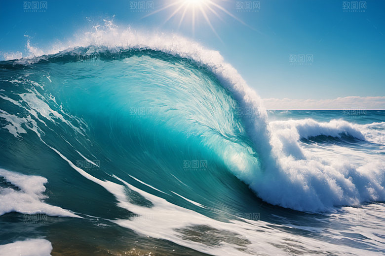 海浪高清蓝色摄影图