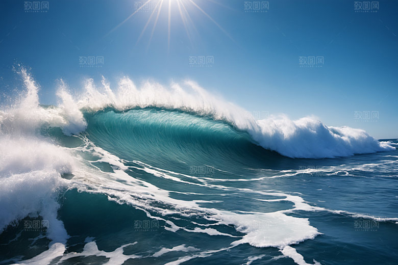 海浪清透浪花摄影图