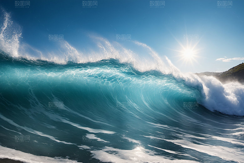 海浪蓝色大海摄影图