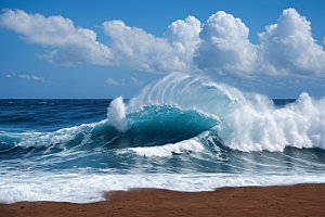 海浪蓝色海水摄影图