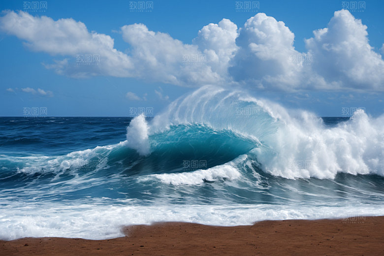 海浪蓝色海水摄影图