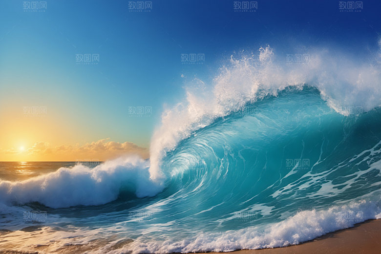 海浪波浪自然摄影图