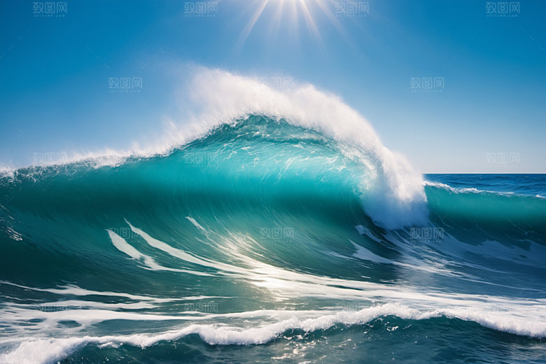 海浪波浪浪花摄影图