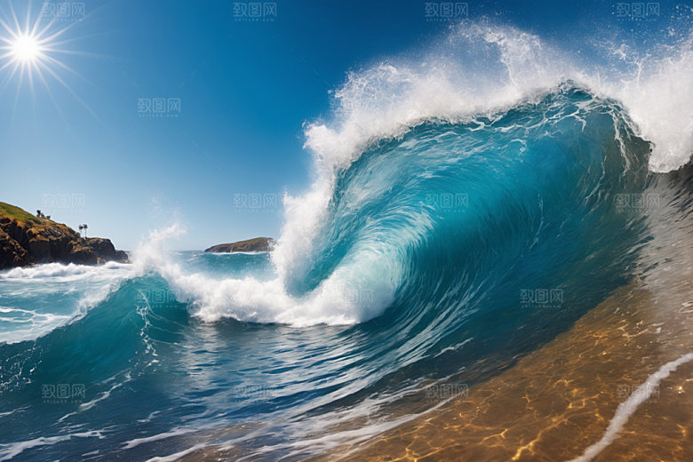 海浪波浪浪花摄影图