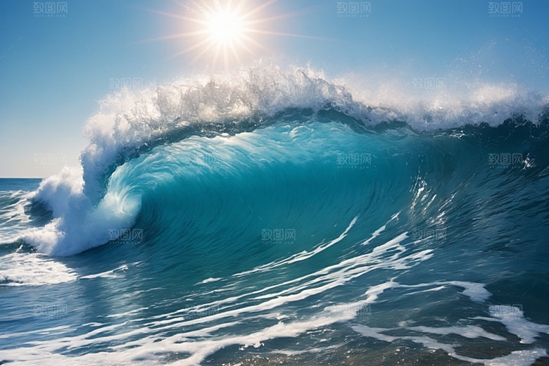 海浪清透浪花摄影图
