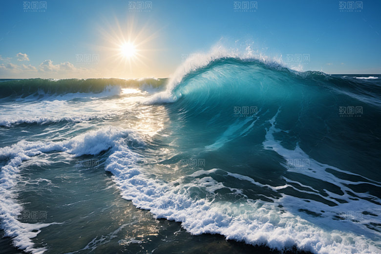 海浪自然浪花摄影图