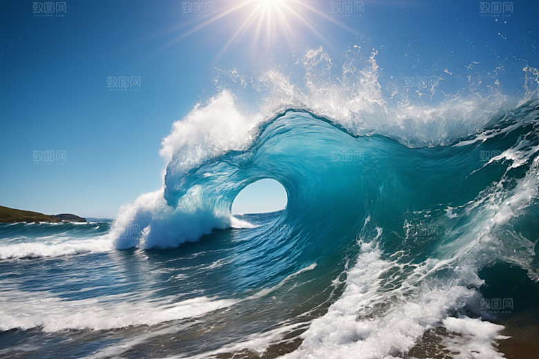海浪自然清透摄影图