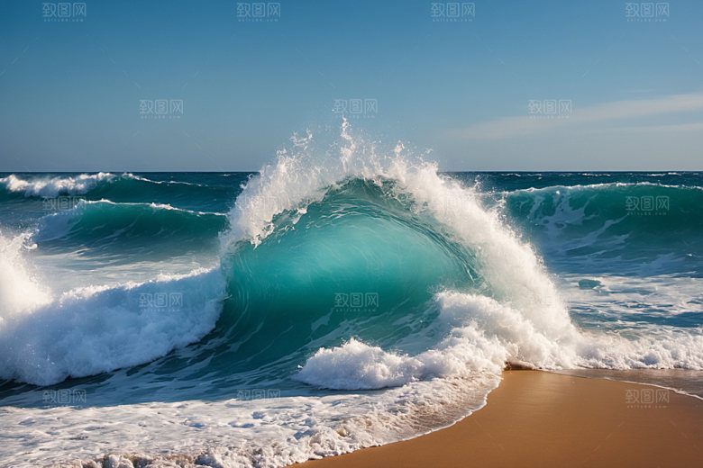 海浪浪花清透摄影图