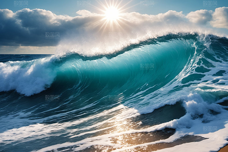 海浪自然波浪摄影图