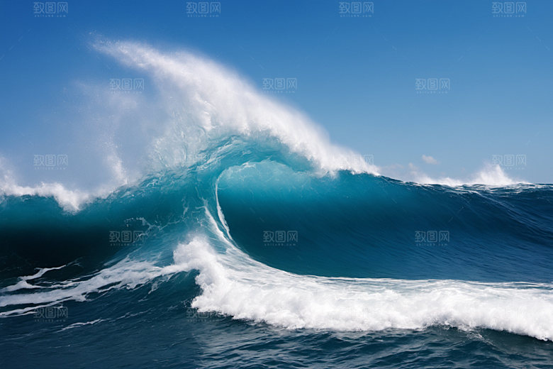 海浪浪花自然摄影图