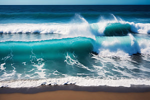 海浪浪花蓝色摄影图