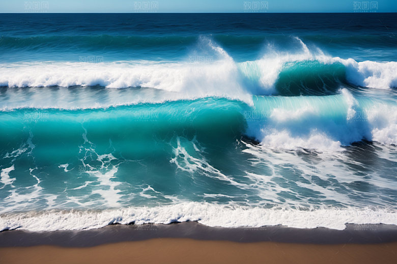 海浪浪花蓝色摄影图