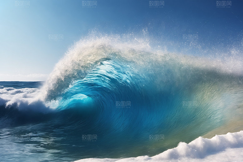 海浪浪花大海摄影图
