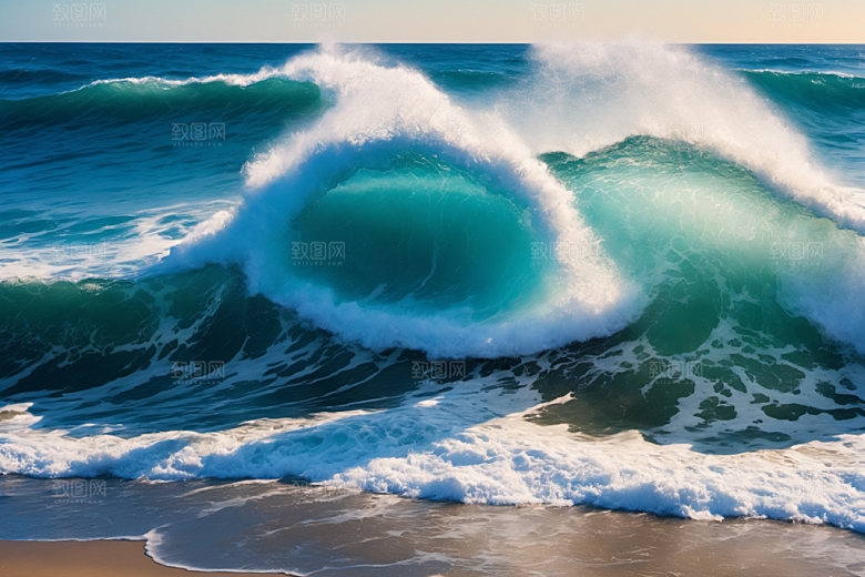 海浪自然波浪摄影图