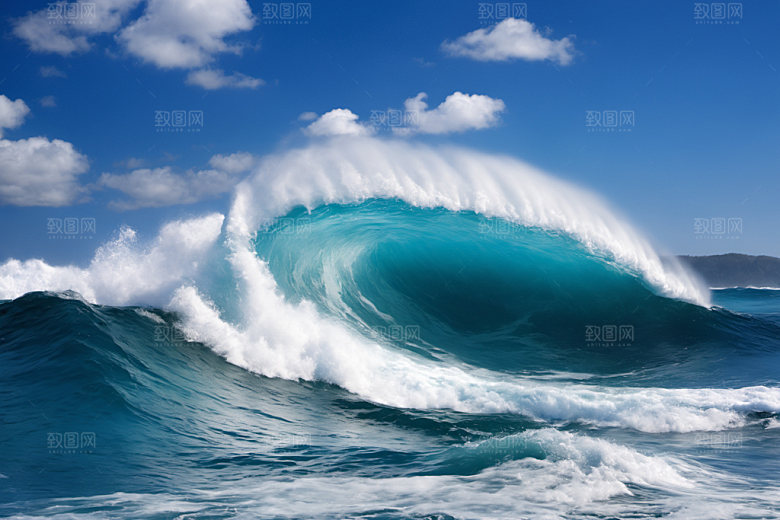 海浪浪花大海摄影图