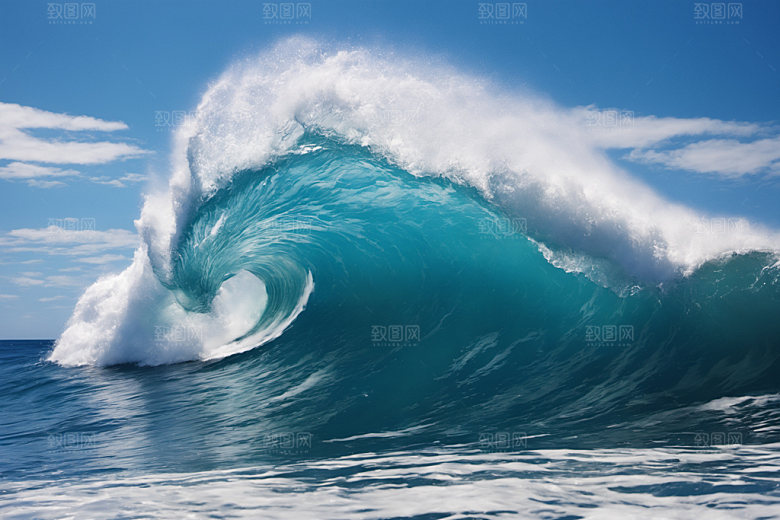 海浪蓝色清透摄影图