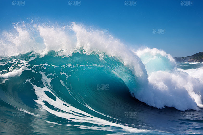 海浪蓝色清透摄影图