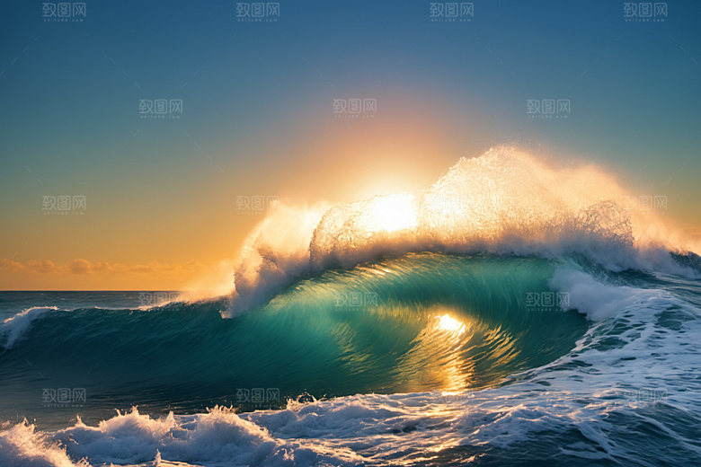 海浪高清清透摄影图
