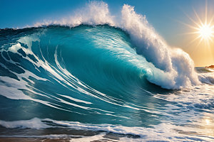 海浪波浪自然摄影图