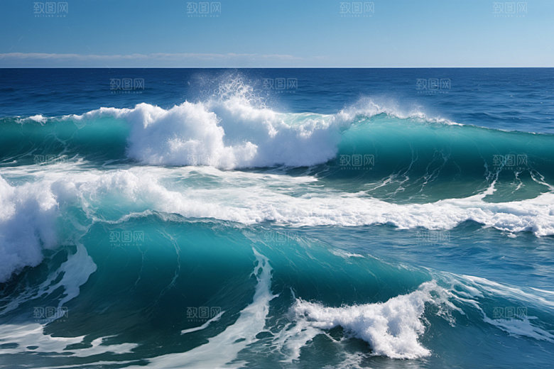 海浪波浪蓝色摄影图