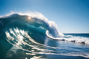 海浪自然蓝色摄影图