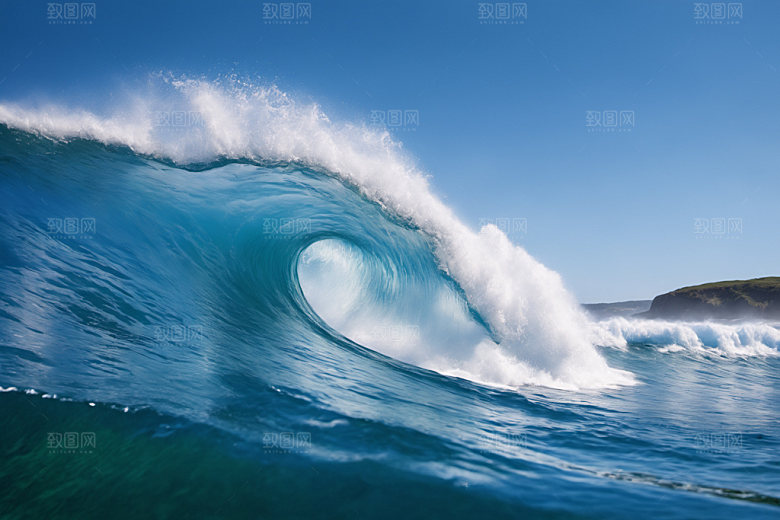 海浪高清蓝色摄影图