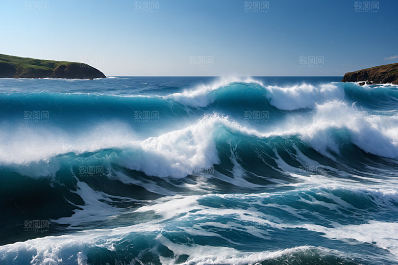 海浪高清蓝色摄影图