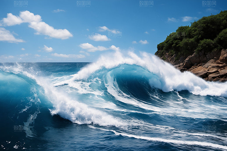 海浪浪花自然摄影图