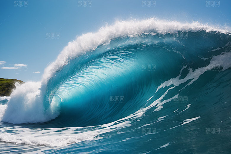 海浪蓝色自然摄影图